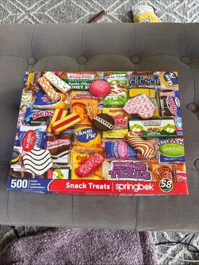 Springbok 500-Piece Puzzle 'Snack Treats' Colorful Snack Collage